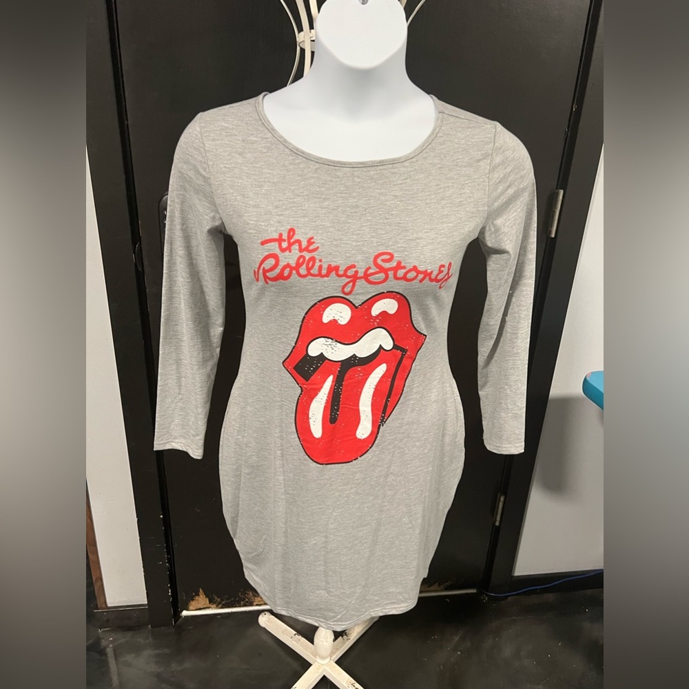 Gray rolling stones shirt dress size medium